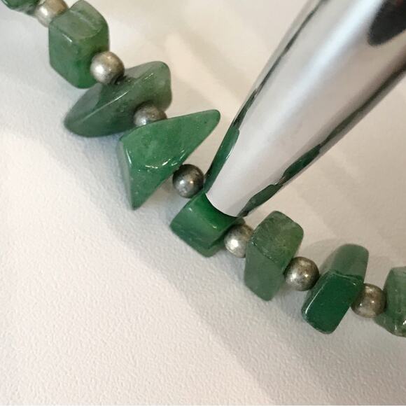 Green Jade Jadeite Necklace Uncut Chunk Stones Barrel Clasp - Picture 2 of 16